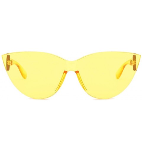 Sport Ladies Vintage Cat Eye Shade Sun Spectacles Integrated Stripe Fashion Sunglasses - Yellow - CD18UM8Y6ES $12.29