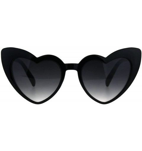 Cat Eye Womens Cat Eye Heart Shape Retro Goth Plastic Sunglasses - Black Smoke - CE180K7OMA8 $7.59