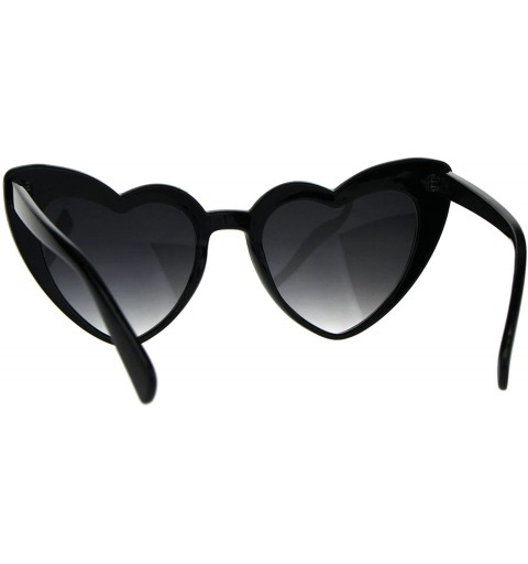 Cat Eye Womens Cat Eye Heart Shape Retro Goth Plastic Sunglasses - Black Smoke - CE180K7OMA8 $7.59