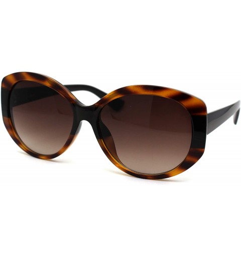 Butterfly Womens Mod Oversize Oval Thick Plastic Butterfly Sunglasses - Brown Tortoise Brown - CF196R3XS0T $9.31
