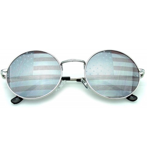 Aviator John Lennon Inspired Sunglasses Round Hippie Shades Retro Colored Lenses - American Flag - C718QU7LQ8L $11.87