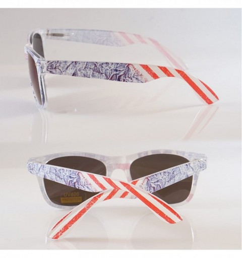 Square Vintage American Flag Horn Rimmed Frame Sunglasses A208 - Blue Rv - C118G3YK28A $8.56