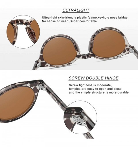 Round Small Round Sunglasses Vintage Circle Polarized Hippie Sun Glasses with Mirrored Lens - Tortoise Frame Brown Lens - CB1...