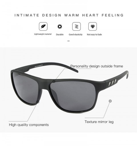 Square Fashion TR90 sunglasses men riding polarizer sunglasses - Sand Black Grey C1 - C81900LLO8X $19.32