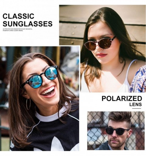 Round Small Round Sunglasses Vintage Circle Polarized Hippie Sun Glasses with Mirrored Lens - Tortoise Frame Brown Lens - CB1...