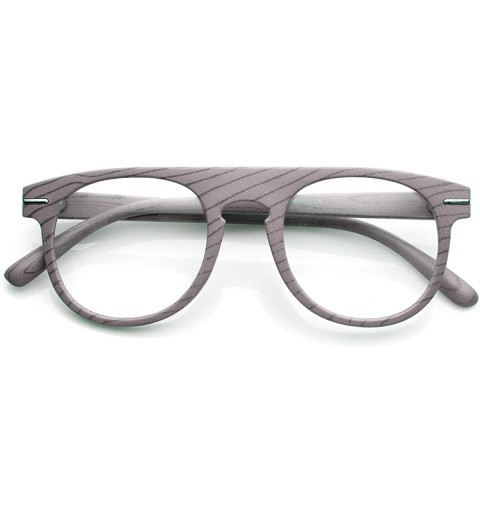 Round Wood Print Artistic Fashion Clear Lens P3 Round Glasses (Taupe Wood) - CH11J1R16HV $8.25