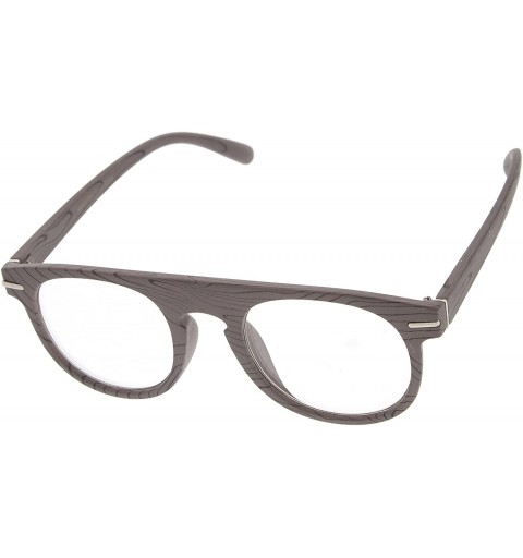 Round Wood Print Artistic Fashion Clear Lens P3 Round Glasses (Taupe Wood) - CH11J1R16HV $8.25