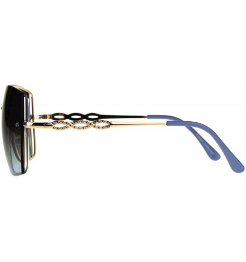 Square Womens Fashion Sunglasses Square Rims Behind Lens Frame UV 400 - Gold Blue - C3188WUAC4M $12.54
