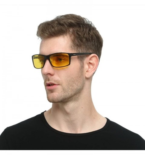 Square HD Vision Night Driving Glasses For Men Polarized Anti-glare Glasses - Black 2 - CO18ALCW6K8 $28.86