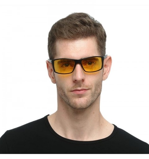 Square HD Vision Night Driving Glasses For Men Polarized Anti-glare Glasses - Black 2 - CO18ALCW6K8 $28.86