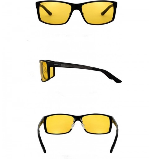 Square HD Vision Night Driving Glasses For Men Polarized Anti-glare Glasses - Black 2 - CO18ALCW6K8 $28.86