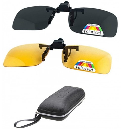 Square Sunglasses Glasses Polarized Driving Yellow - Yellow+grey - CF186YHC9N0 $12.78