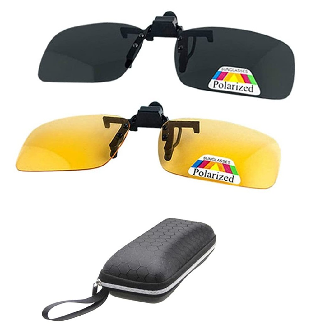 Square Sunglasses Glasses Polarized Driving Yellow - Yellow+grey - CF186YHC9N0 $12.78