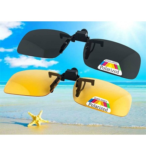 Square Sunglasses Glasses Polarized Driving Yellow - Yellow+grey - CF186YHC9N0 $12.78