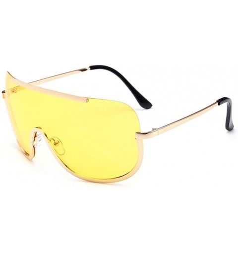 Square Sunglass - Vintage Retro Unisex Fashion Aviator Mirror Lens Sunglasses - Yellow - CT184XUM54Y $9.42