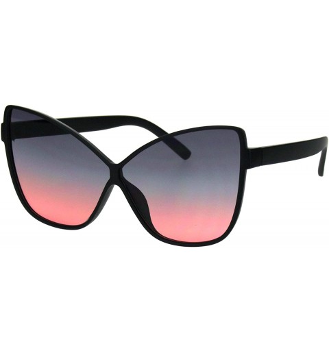 Cat Eye Womens Oceanic Gradient Lens Oversize Cat Eye Retro Sunglasses - Matte Black Pink Smoke - CD18H9SWSQU $9.78