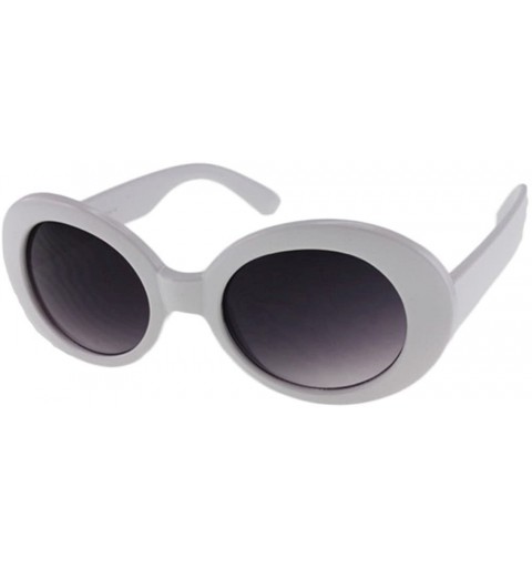 Oval Kurt - Oval Shaped Celebrity Sunglasses with Microfiber Pouch - White / Smoke - CB187UUIZ47 $10.35