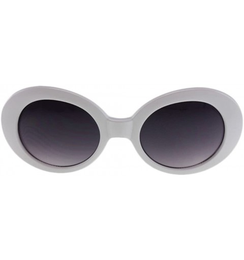 Oval Kurt - Oval Shaped Celebrity Sunglasses with Microfiber Pouch - White / Smoke - CB187UUIZ47 $10.35