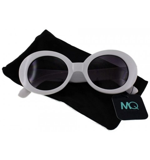 Oval Kurt - Oval Shaped Celebrity Sunglasses with Microfiber Pouch - White / Smoke - CB187UUIZ47 $10.35