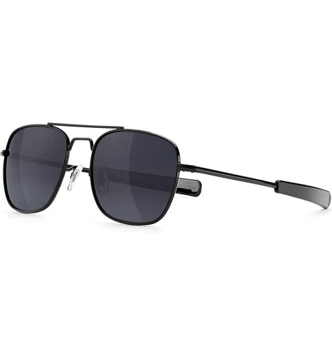 Rectangular Mens Aviator Sunglasses 55mm Polarized Pilot Military Square Shades with Bayonet Temples - CO18QOCNXOA $18.92