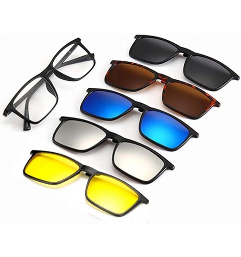 Rimless TR90 5Pcs Magnetic Clip on Sunglasses Over Glasses for Night Driving - Unisex/Standard Size - CT18CM3UGWG $22.83