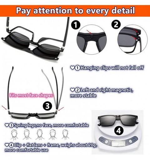 Rimless TR90 5Pcs Magnetic Clip on Sunglasses Over Glasses for Night Driving - Unisex/Standard Size - CT18CM3UGWG $22.83
