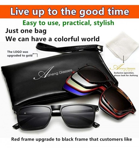 Rimless TR90 5Pcs Magnetic Clip on Sunglasses Over Glasses for Night Driving - Unisex/Standard Size - CT18CM3UGWG $22.83