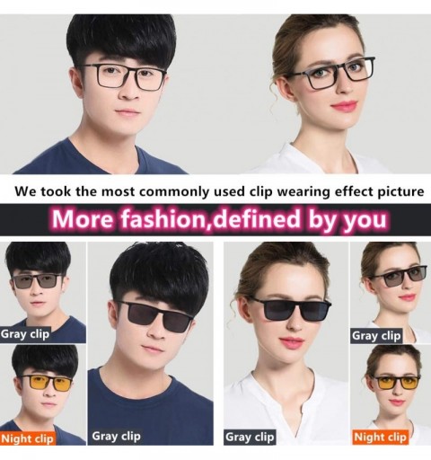 Rimless TR90 5Pcs Magnetic Clip on Sunglasses Over Glasses for Night Driving - Unisex/Standard Size - CT18CM3UGWG $22.83