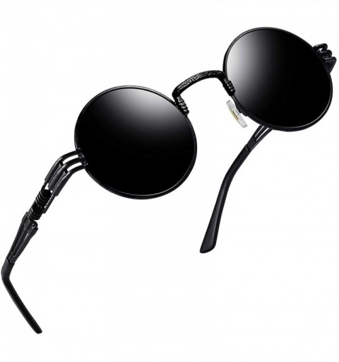 Round Polarized Lennon Round Sunglasses Women Men Circle Hippie Sun Glasses - Black Fashion - C017YOY2Z2L $11.61