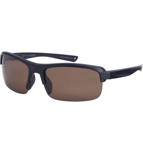 Rimless Modern Half Frame Sunglasses w/Interchangeable Polarized Lens 570077-P1 - Matte Black - C912FJF2C0N $18.02