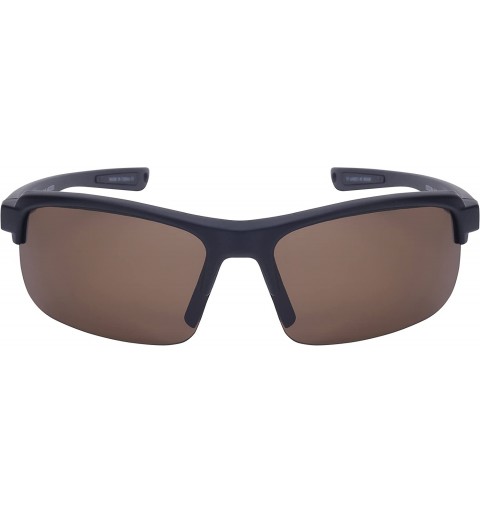 Rimless Modern Half Frame Sunglasses w/Interchangeable Polarized Lens 570077-P1 - Matte Black - C912FJF2C0N $18.02