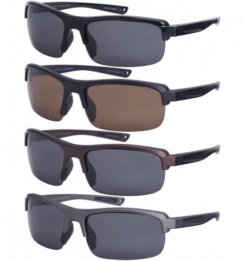 Rimless Modern Half Frame Sunglasses w/Interchangeable Polarized Lens 570077-P1 - Matte Black - C912FJF2C0N $18.02