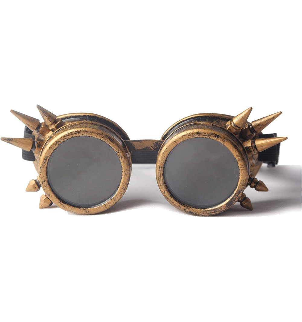 Goggle Steampunk Goggles Vintage Glasses Rave Retro Cosplay Halloween Spiked - Brown Frame - C718HA9UUGT $7.77
