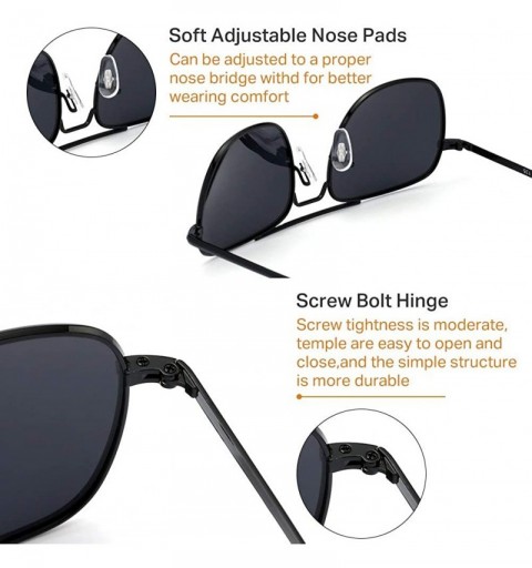 Rectangular Mens Aviator Sunglasses 55mm Polarized Pilot Military Square Shades with Bayonet Temples - CO18QOCNXOA $18.92