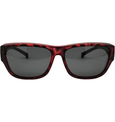 Rectangular TAC Polarized Lens Fit Over Sunglasses Matted Tortoise Print Rectangular UV400 - Red - CQ194G60YLE $13.82