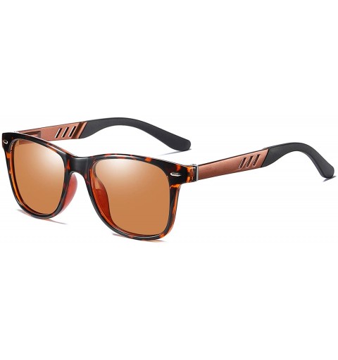 Sport Polarized Sunglasses for Men Al-Mg TR90 Mens Sunglasses Retro Driving Shades - C4 Brown Lens/Tortoise Frame - CX196OSO6...