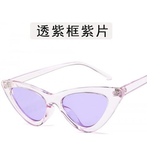 Oversized 2019 New Fashion Cute Sexy Ladies Cat Retro Sunglasses Women Vintage Black Grey - Clear Purple - CW18YKUQL3I $7.75