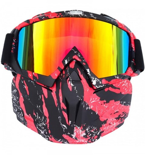 Goggle Men and Women Off-Road Motorcycle Goggles with Detachable Windproof - Red Black - CU18Z3SGH9L $54.83