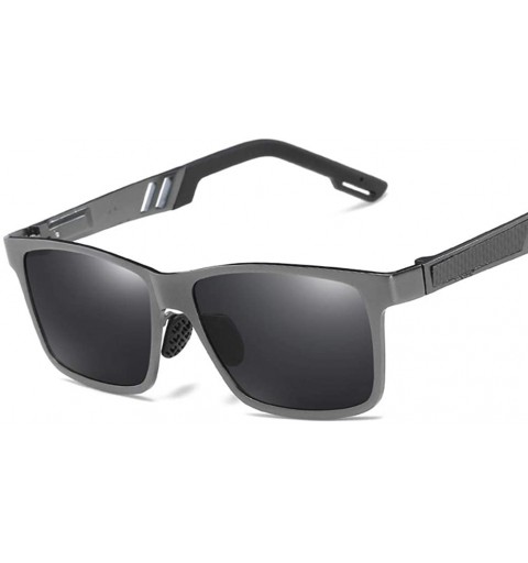 Rectangular Men Sunglasses Fashion Black Grey Drive Holiday Rectangle Polarized UV400 - Grey - CZ18R0QU94S $14.66