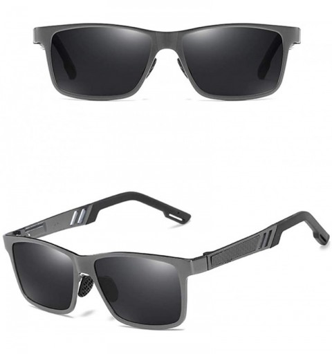 Rectangular Men Sunglasses Fashion Black Grey Drive Holiday Rectangle Polarized UV400 - Grey - CZ18R0QU94S $14.66