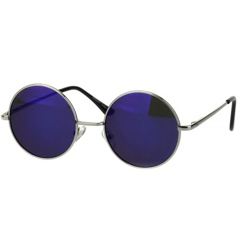 Round Color Mirror Reflective Lens Round Circle Lens Hippie Sunglasses - Silver Blue - CX18H6Q3K26 $8.24