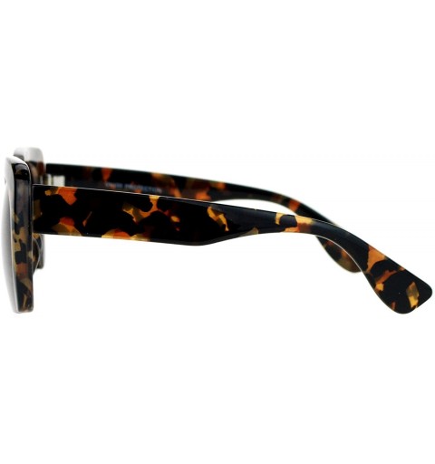 Square Fashion Sunglasses Shaved Carved Bottom Square Frame Unisex Eyewear - Brown Camo - CD18904NSH6 $8.27