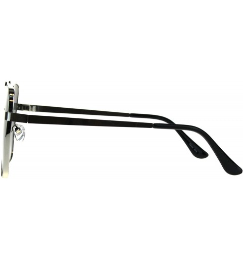Rectangular Retro Oversize Rectangular Pilots Metal Rim Luxury Fashion Sunglasses - Silver Smoke - CT187KZ42MW $15.30