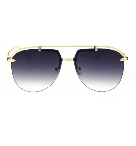 Rimless Classic Mobster Style Rimless Flat Top Luxury Pilots Sunglasses - Gold Smoke - CU18S7QISND $16.22