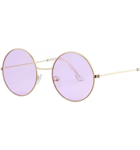 Round Women Round Sunglasses Fashion Vintage Metal Frame Ocean Sun Glasses Shade Oval Female Eyewear - CE198A4GLEN $28.85