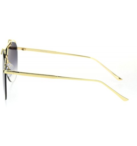 Rimless Classic Mobster Style Rimless Flat Top Luxury Pilots Sunglasses - Gold Smoke - CU18S7QISND $16.22