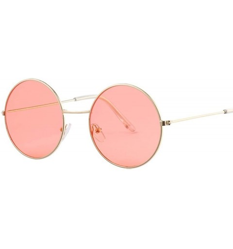 Round Women Round Sunglasses Fashion Vintage Metal Frame Ocean Sun Glasses Shade Oval Female Eyewear - CE198A4GLEN $28.85