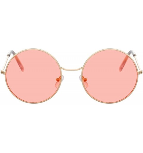 Round Women Round Sunglasses Fashion Vintage Metal Frame Ocean Sun Glasses Shade Oval Female Eyewear - CE198A4GLEN $28.85