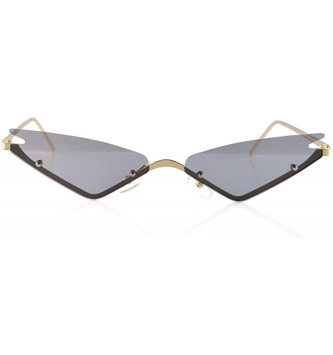 Rimless Triangle Wing Edge Rimless Slim Cat-Eye Sunglasses A294 - Black - C018Z5G3Q8Z $15.56
