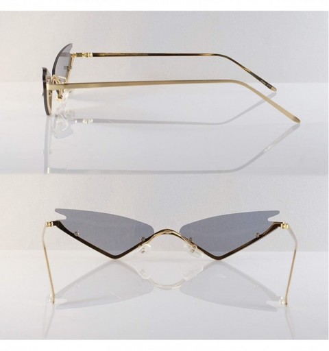 Rimless Triangle Wing Edge Rimless Slim Cat-Eye Sunglasses A294 - Black - C018Z5G3Q8Z $15.56